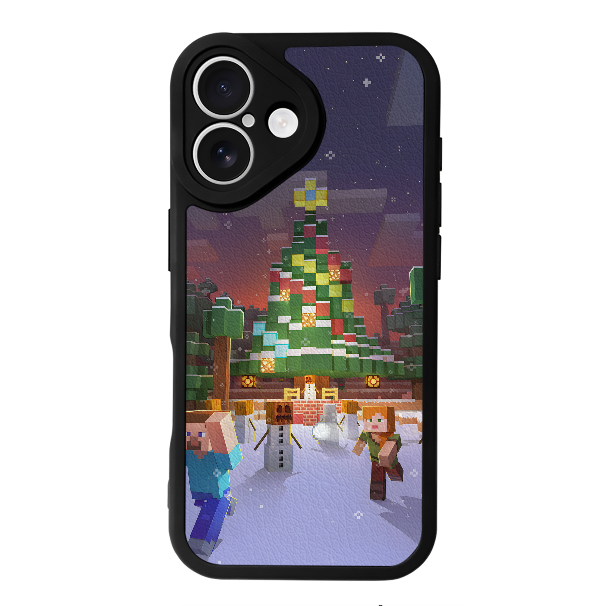 （画像用） マインクラフト ブロックの世界 Minecraft MC Block world 【iPhone 16シリーズ対応】シリコンスマホケース（レザー調） 材質：シリコン